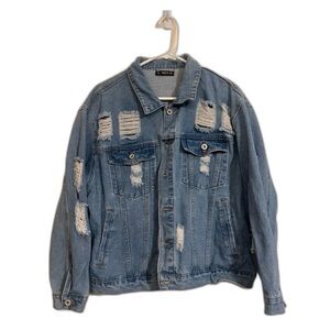 SHEIN Women’s Denim Jacket Size 2XL Distressed